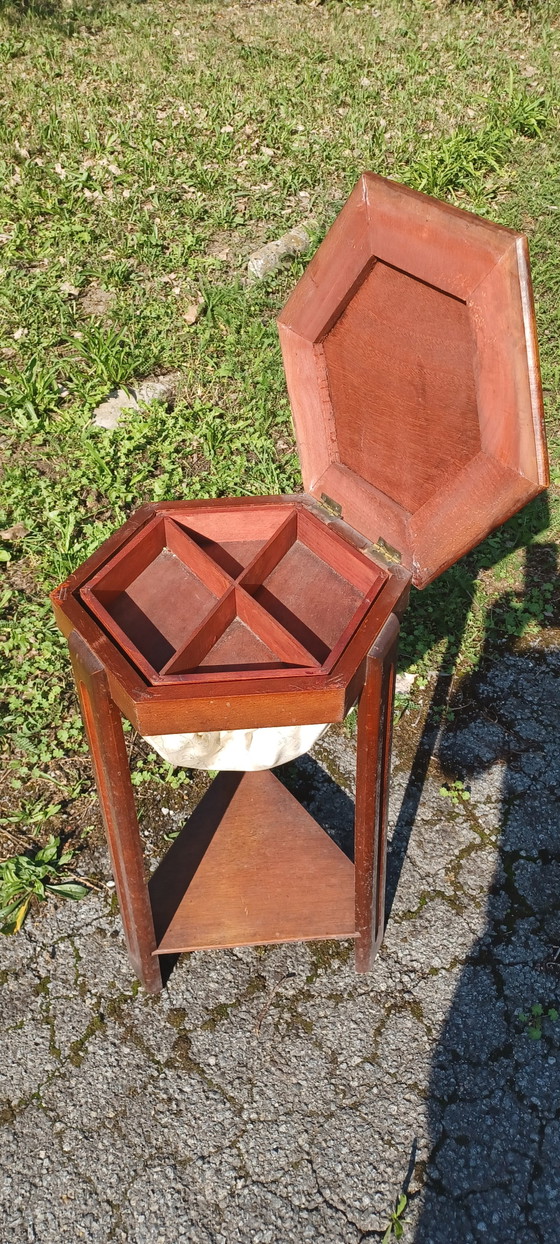 Tavolino da cucito / lavoratrice Art Déco – Comodini, Tessile, Legno (photo 2 of 5)