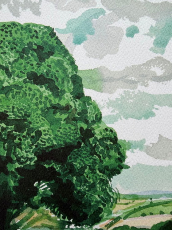 Image 1 of David Hockney (1937–2026), Straße und Bäume bei Wetwang, Copyright David Hockney, Gedruckt in Großbritannien