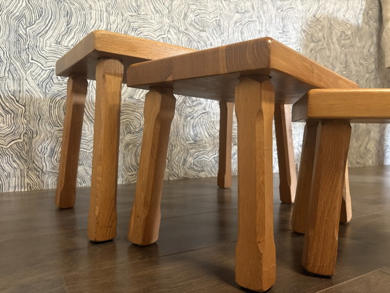 Tables gigognes en chêne, Mid-Century – Tables d'appoint, Wood (photo 4 of 5)