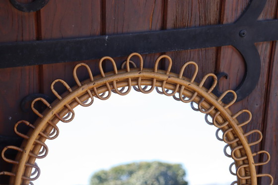 Image 1 of Specchio rotondo in rattan attribuito a Franco Albini, 1950