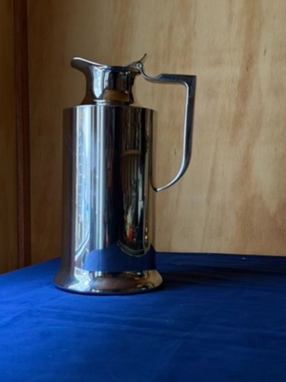 Large Vintage Balzano Laufen Stainless Steel Pitcher | Tall MCM Insulated Carafe | Mirror Polish 18/10 (photo 16 of 27)