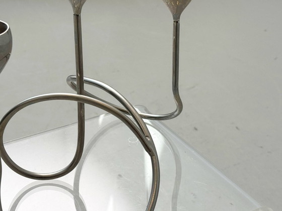 Image 1 of Bougeoir de style futuriste, forme organique en fil de fer, années 1970