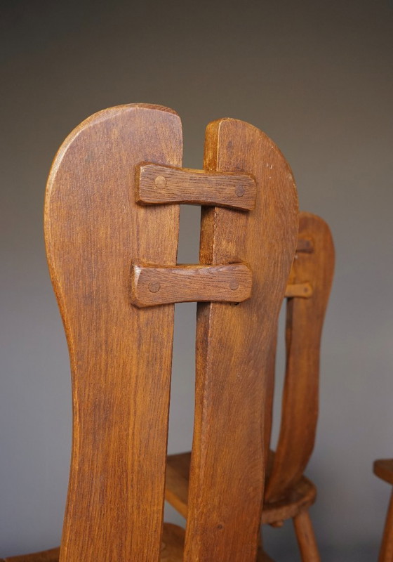 Image 1 of Set da pranzo brutalista in rovere massiccio di De Puydt, Belgio. 1970s