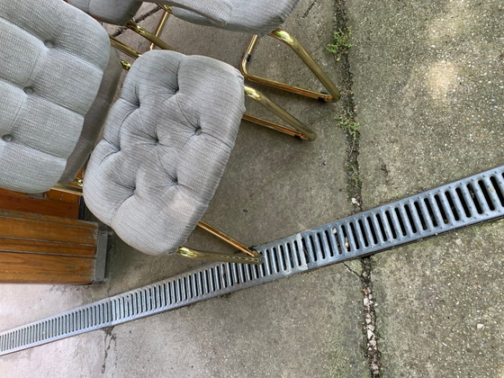 Vintage Italian Dining Chairs in Brass, 1970s, Set of 4, Dining set, Mid Century Modern (photo 6 of 14)