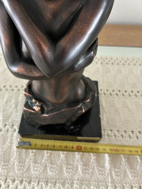 Image 1 of Paor S.A. Madrid – Buste féminin signé – Patine bronze – Socle en marbre