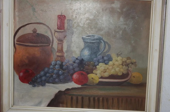 Natura Morta Classica - Olio su Tela - 72 x 63 cm - Incorniciato, Cornici per foto, Legno, Multicolore (foto 2 di 5)