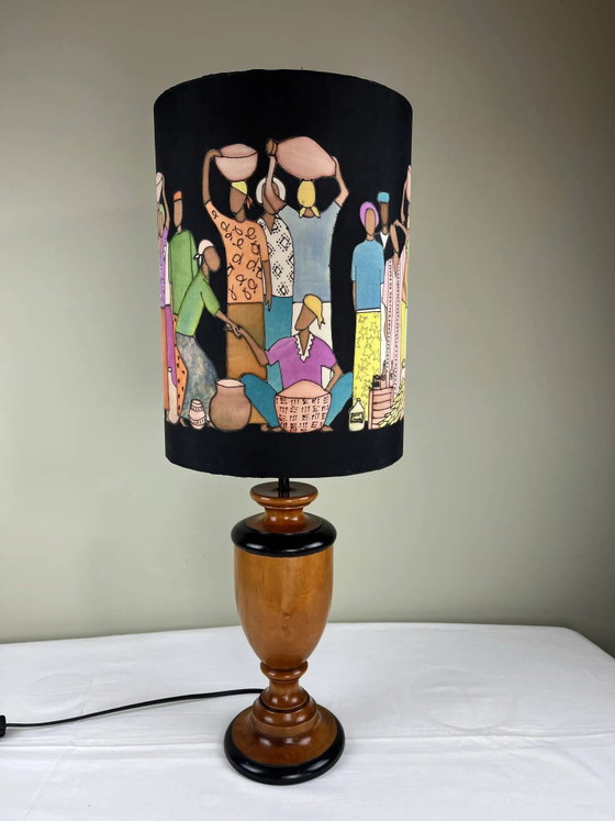 Hand-painted lampshade ambient lamp – Table lamps, Wood, Bohemian (photo 3 of 13)