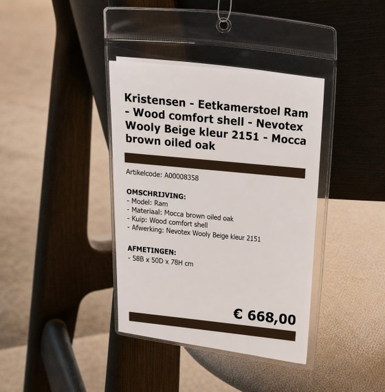 Image 1 of Kristensen - Chaise de salle à manger Ram Wood Comfort Shell – Neuve