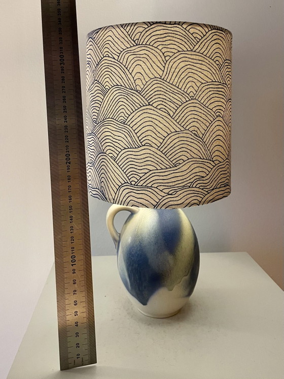 Image 1 of Piccola lampada wireless in ceramica tedesca occidentale con paralume giapponese.