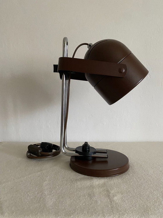 Lampada da Scrivania Vintage Space Age Regolabile Marrone, Anni '80, Restaurata, Lampade da tavolo, Metallo (foto 11 di 13)
