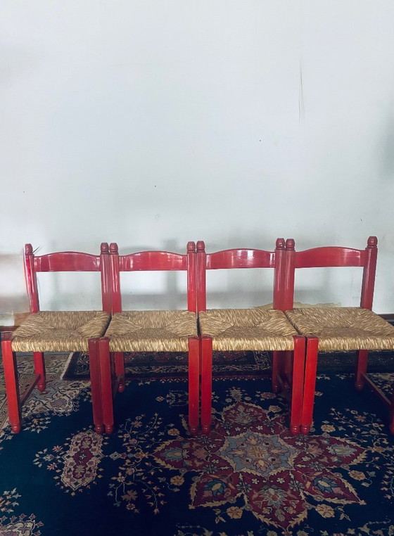 Set di 4 Sedie italiane Mid Century / Folk – Nello stile di Carimate / Vico Magistretti – Anni '60/'70 (photo 4 of 8)