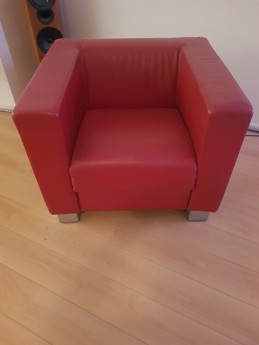 Rode Kunstlederen Clubfauteuil