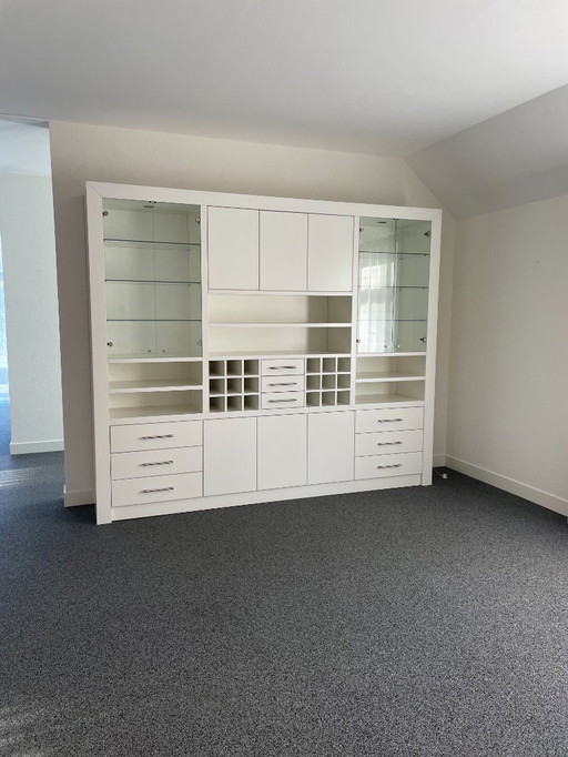 Exclusive custom-made wall cabinet with walnut interior - 3m wide