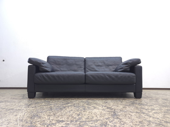 Image 1 of De Sede ds 17 three-seater blue Paris designer sofa leather sofa couch desede