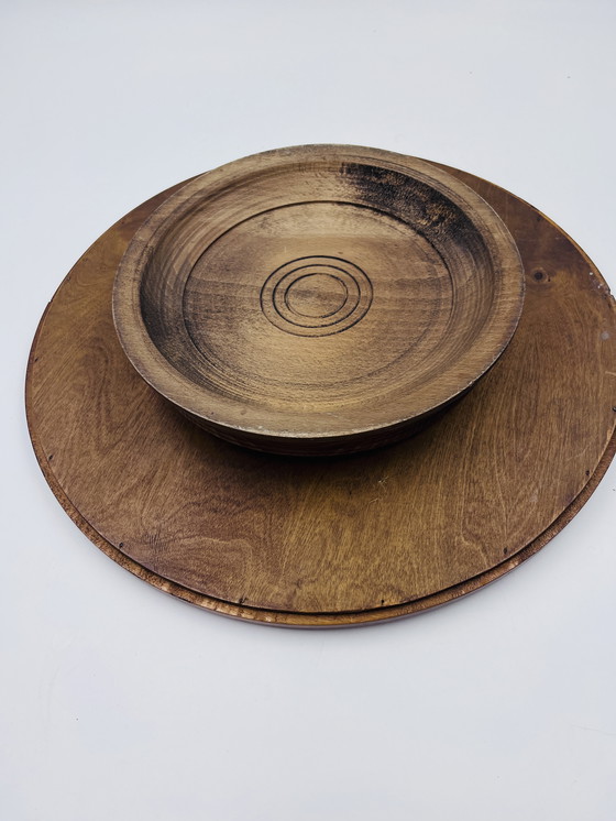 Image 1 of Vassoio per torta in vetro dipinto Art Déco