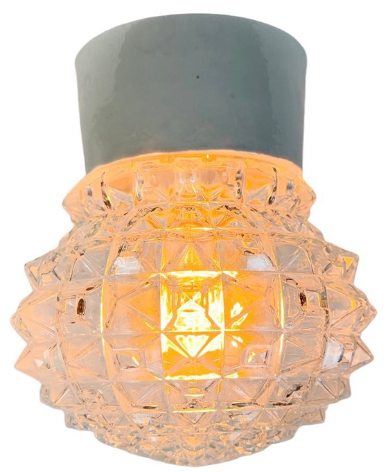 Image 1 of Vintage witte porseleinen plafondlamp, jaren 70