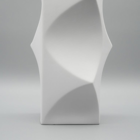 Image 1 of HUTSCHENREUTHER Biskuitporzellan-Vase „Archais“ Heinrich Fuchs Op Art Retro H 28cm