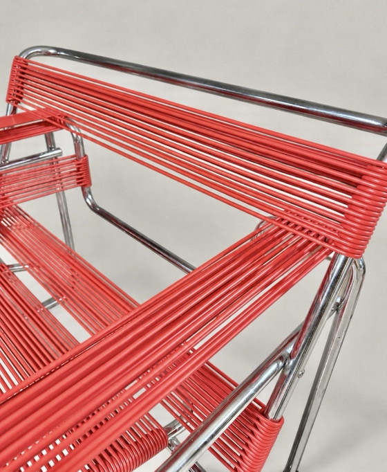 Sedia Wassily Vintage, Cordino Spaghetti Rosso, Italia, Poltrone, Cromo, Altro (foto 5 di 10)
