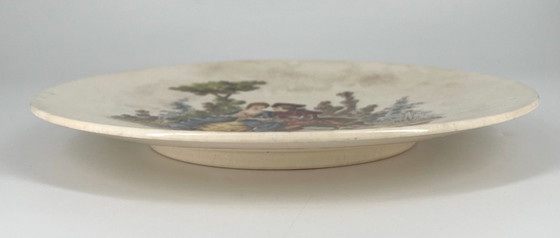 Image 1 of Antique Sarreguemines Decorative Plate – Rococo “Scène Galante” – France c.1900