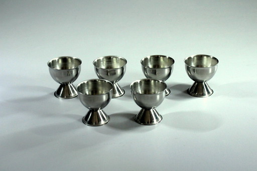 6 stainless steel egg cups from the 1960s - vintage