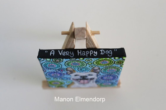 Image 1 of Dipinto unico dipinto a mano con asino e cane