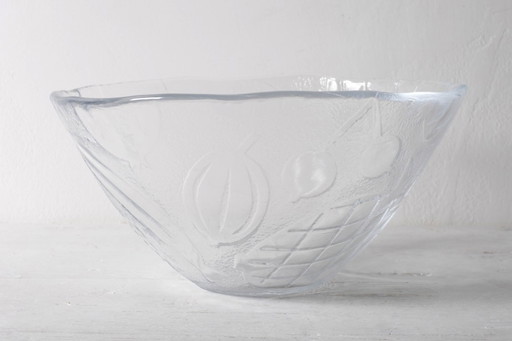 Vintage Kosta Boda Tropic Glas-Obstschale, skandinavisches Obstdesign / 1989