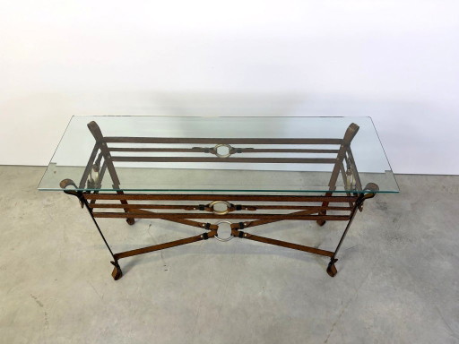 Consola estilo Hermes, década de 1970. – consoles, Glass, Leather
