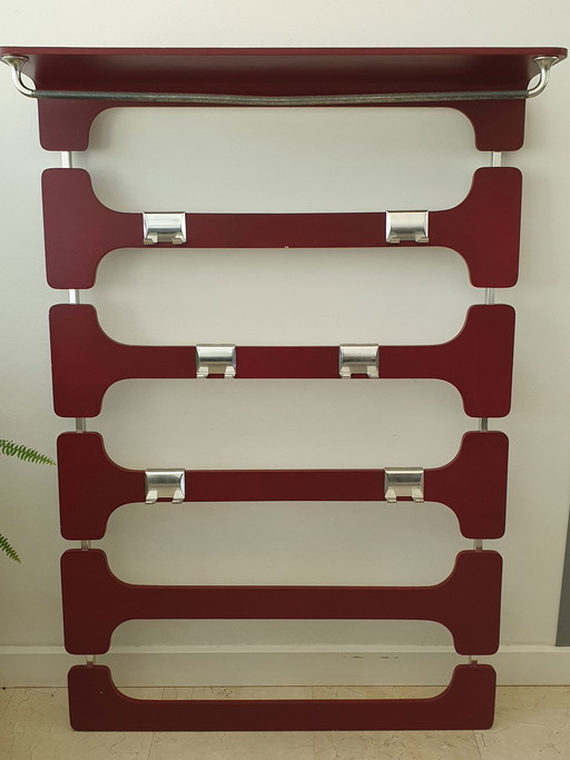 Vintage design kapstok jaren 70 hout met aluminium