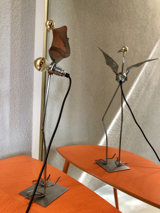 Image 1 of Vintage tafellamp goud Vogel van Stubenrauch 2 stuks