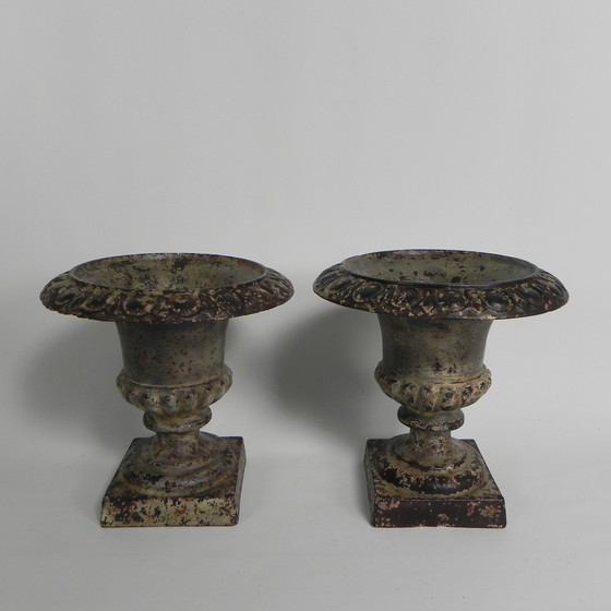 Image 1 of Lote de 2 jarrones de jardín Medicis de hierro fundido