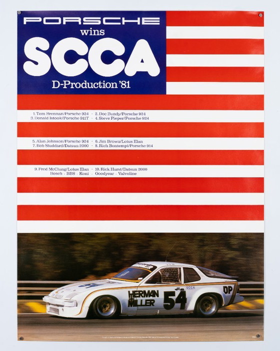 Image 1 of Porsche Wins SCCA 1981 – 1981 – Original Vintage Porsche Poster by Werbeagentur Strenger – Vintage Motorsport – 102x76 cm