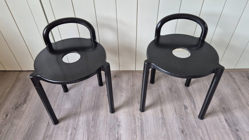 Vintage set of two black POLO Kartell stools