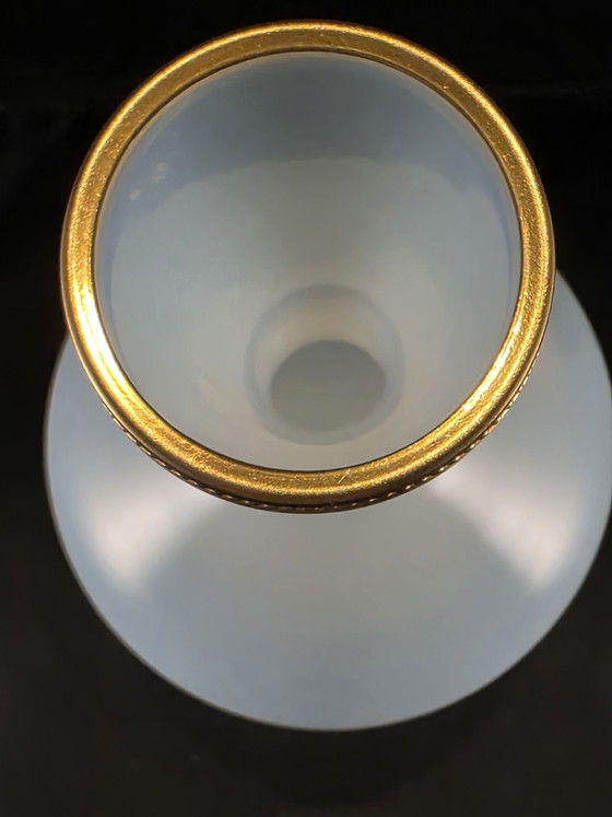 Opaline vase Vincenzo Nason, Vincent Mason, Brass, Murano Glass, Blue (photo 9 of 10)