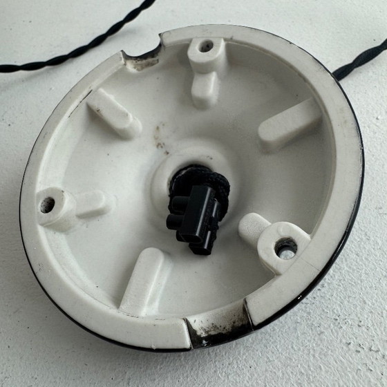 Image 1 of PAIRE D’ANCIENNES SUSPENSIONS EMAILLÉES « MAZDA » 35 CM INDUSTRIEL