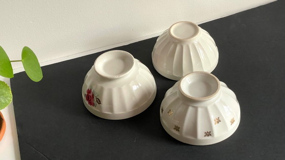 Image 1 of Vintage Pink and Gold Ceramic Bowls