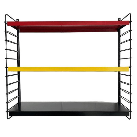 Vintage Mid-Century Modern Modulair Wandrek Metaal Geel Zwart Rood 1950's – Tomado, Metal (photo 5 of 5)