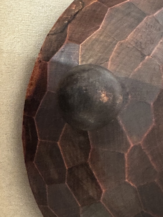 Image 1 of Vide Poche Tripode en Bois Sculpté ornements Metal - Mi-XX e siècle 