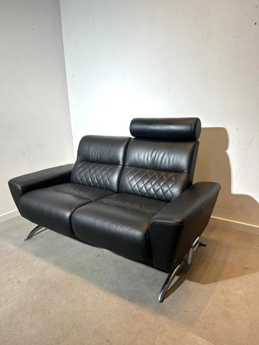 Sofá Stressless de 2 plazas – piel negra – loveseats