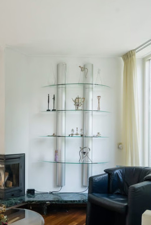 Modern display cabinet with LED and glass shelves, Matrix