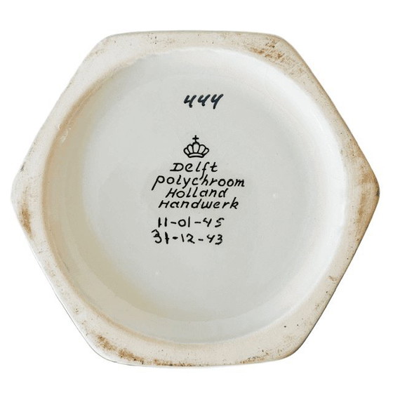 Image 1 of Vintage set of Delft Polychrome Dutch Handmade vases with floral motif, 1960s