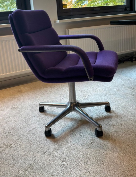Artifort Channel bureaustoel, paars bekleed, Bureaustoelen, Textiel, Metaal, Vintage (foto 5 van 5)