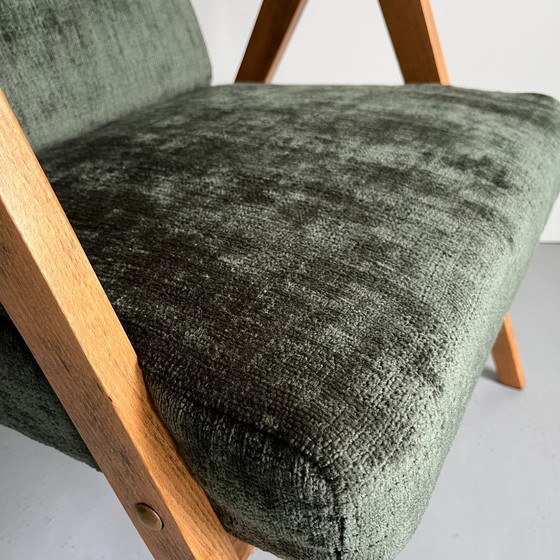 Restored Vintage Mid Century Modern Armchair in Forest Green – BuashkoGarage, Wood (photo 9 of 13)