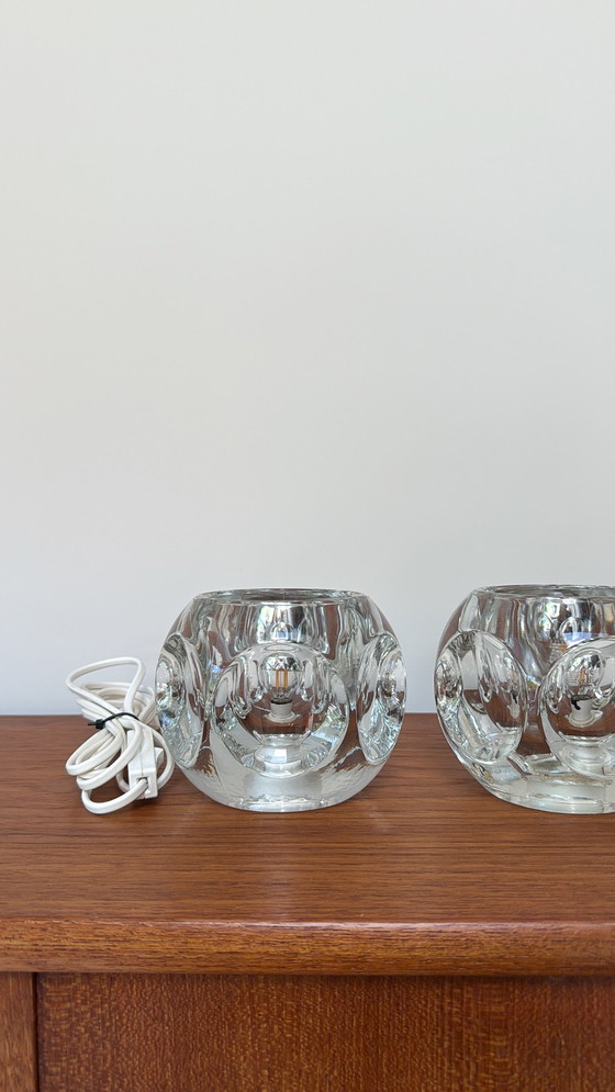 Image 1 of Two vintage glass table lamps by Peill & Putzler