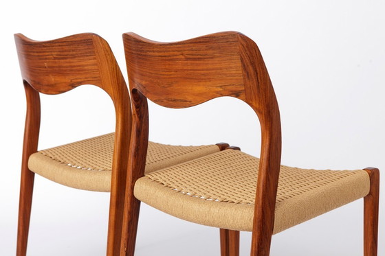 Image 1 of 4 di 6 sedie modello 71 di Niels Otto Møller, sedie da pranzo danesi di metà secolo, in palissandro, anni '60