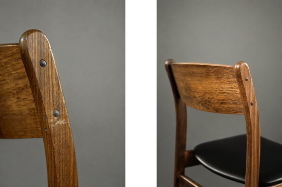 Image 1 of Sedie da pranzo scandinave in stile Mid-Century Modern, in teak e vinile, anni '60, set da 4