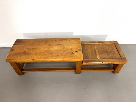 Image 1 of Brutalistische Franse side table van massief eikenhout uit de jaren 60