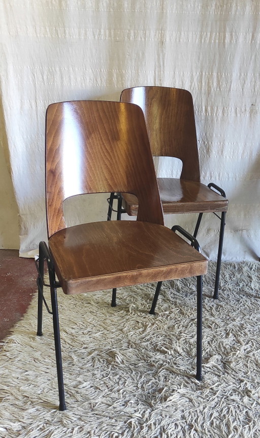 Baumann "Manathan" chairs - 1960s/70s – eetkamerstoelen, Wood (photo 2 of 11)