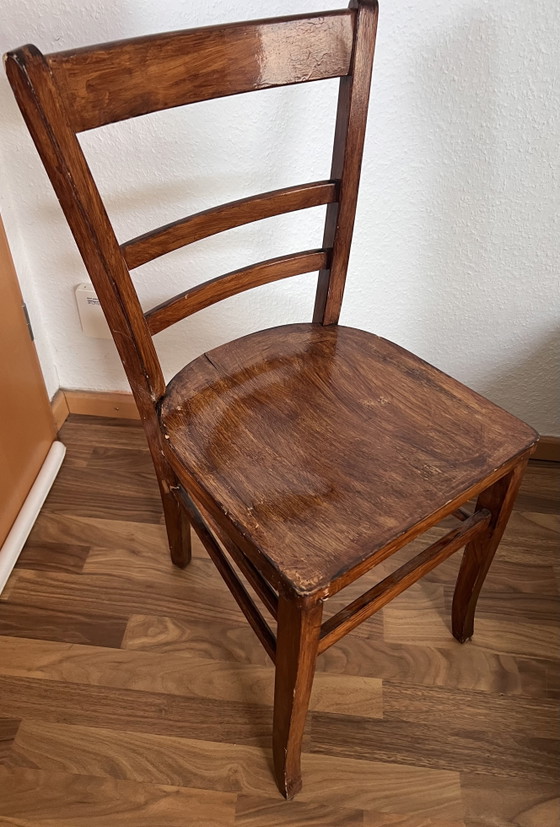 Set of 5 Stoelcker “Rock-Solid” Frankfurt Chairs – Vintage Dining Chairs (1930s-1950s) – Wood (photo 8 of 10)