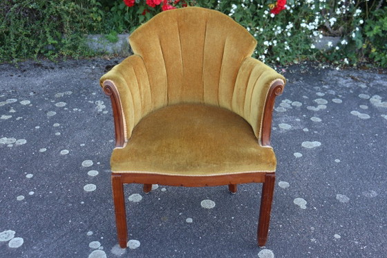 Image 1 of Art Deco corduroy fauteuil
