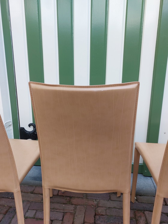 Image 1 of 6 x Kamel-Leder-Esszimmerstühle